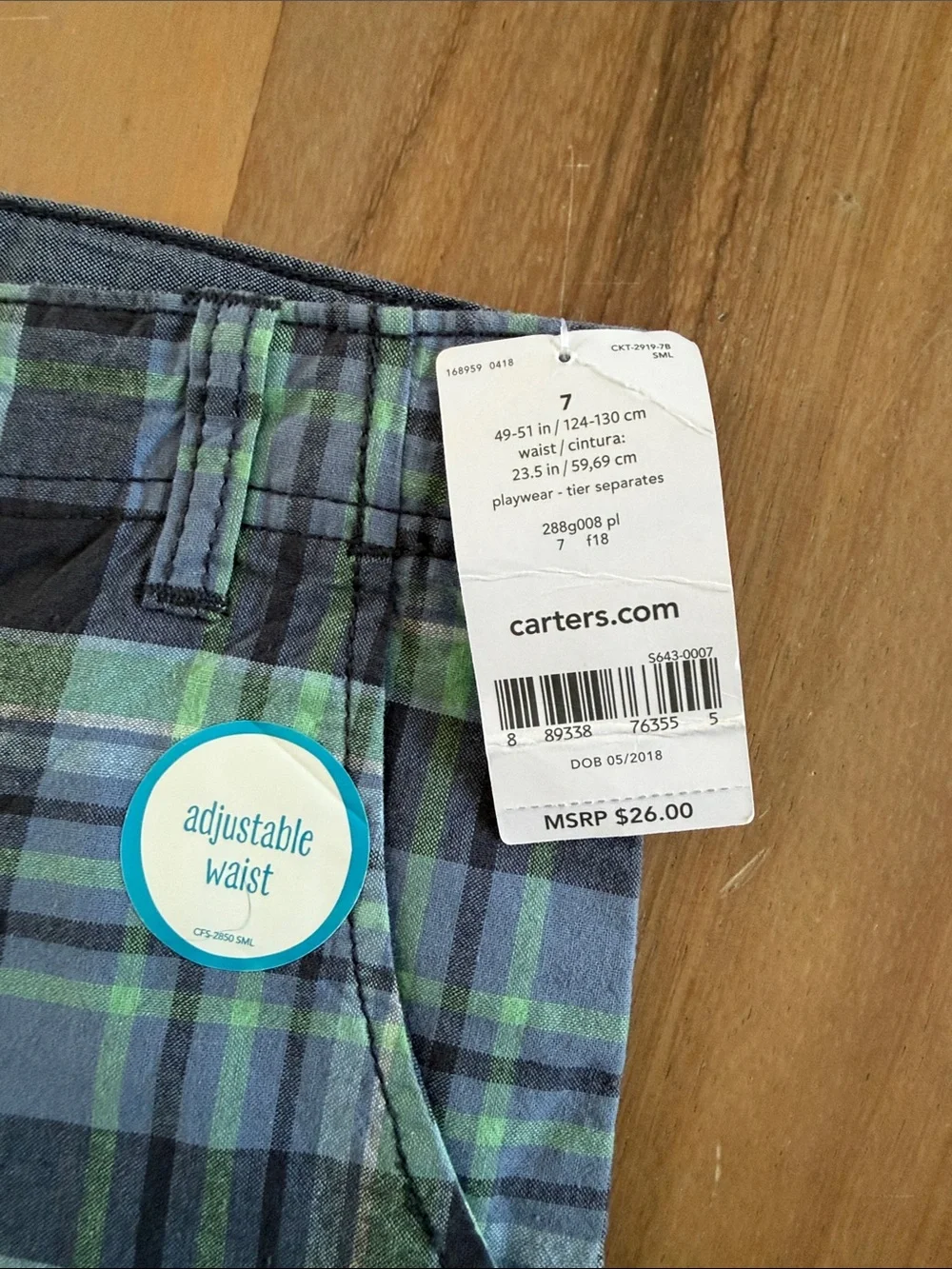 Carter's Green & Blue Plaid Boys Shorts